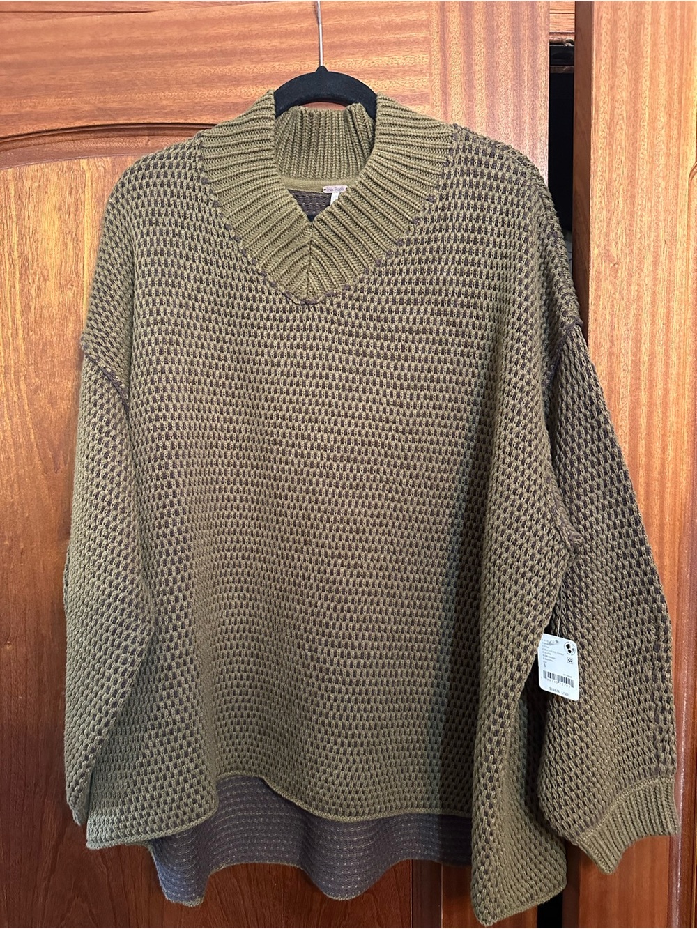 FREE PEOPLE Olive Waffle Knit Women's Sweater NEW with Tags